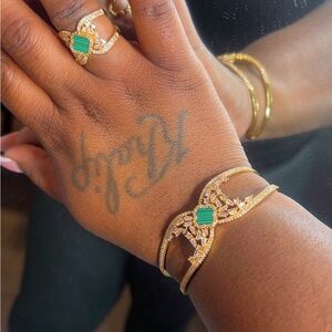 Gold and Green Gemstone Bracelet